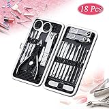 18Pack Maniküre Set, Tencoz Pediküre Maniküre Nagelknipser Set Edelstahl nagelschneider Pflege Set Nagelhautschieber Nagelfeilen Nagelscheren...