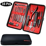 Fixget 16-Teiliges Maniküre Set, Nagelpflege Set Pediküreset Maniküre Pediküre Reise Set, Professionelle Edelstahl Nail Cutter Pediküre Kit Nagel...